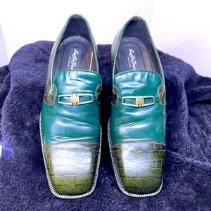 Emilio Franco two tone green Italian leather loafers 13